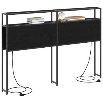 Stauraum-Kopfteil Schwarz Eiche 120 cm Holzwerkstoff