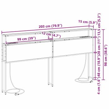 Stauraum-Kopfteil Räuchereiche Holzwerkstoff