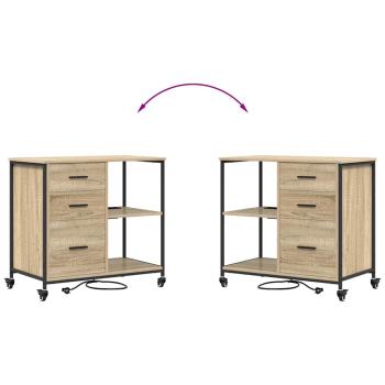 Büroschrank mit Rad Sonoma Eiche 76 x 41 x 72 cm Holzwerkstoff