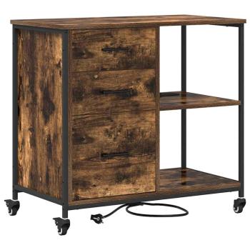 Büroschrank mit Rad Räuchereiche 76 x 41 x 72 cm Holzwerkstoff