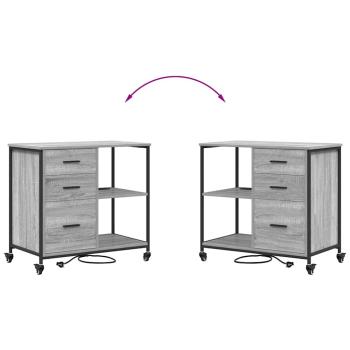 Büroschrank mit Rad Grau Sonoma 76 x 41 x 72 cm Holzwerkstoff