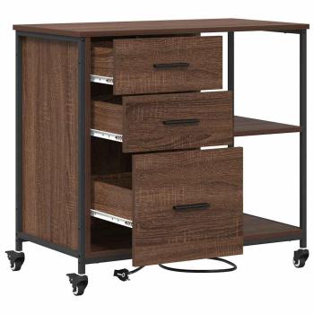 Büroschrank mit Rad Braune Eiche 76 x 41 x 72 cm Holzwerkstoff
