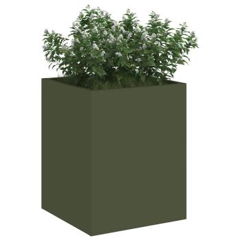 Gartenblumentopf Olivgrün 50 x 32 x 40 cm Kaltgewalzter Stahl