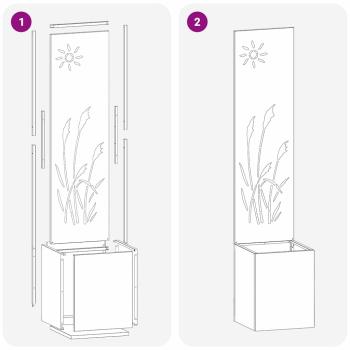 Blumentopf mit dekorativem Paneel Schwarz 32 x 140 cm