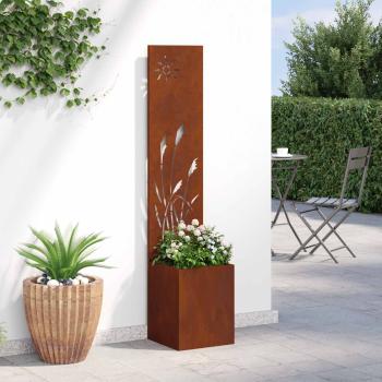 ARDEBO.de - Blumentopf mit dekorativem Paneel Rostig 32 x 140 cm