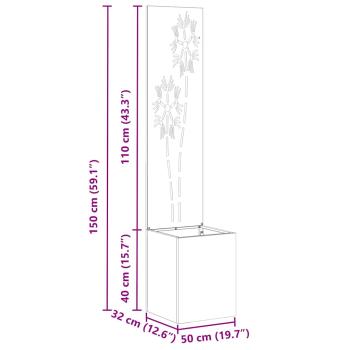 Blumentopf mit dekorativem Paneel Weiß 32 x 140 cm