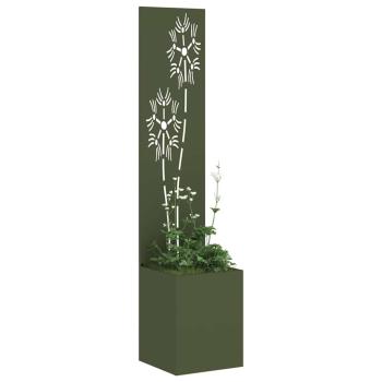 Blumentopf mit dekorativem Paneel Olivgrün 32 x 140 cm