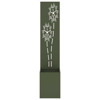 Blumentopf mit dekorativem Paneel Olivgrün 32 x 140 cm