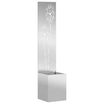 Blumentopf mit dekorativem Paneel Silber 32 x 140 cm