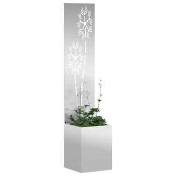 Blumentopf mit dekorativem Paneel Silber 32 x 140 cm