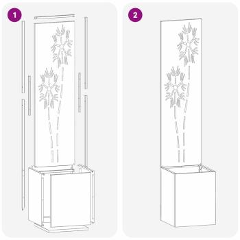Blumentopf mit dekorativem Paneel Silber 32 x 140 cm