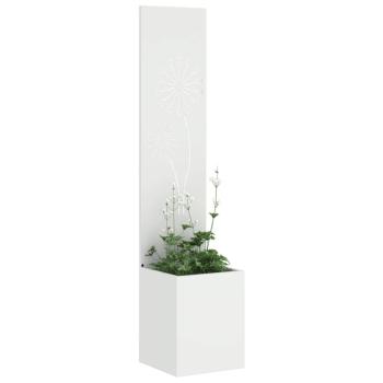 Blumentopf mit dekorativem Paneel Weiß 32 x 140 cm