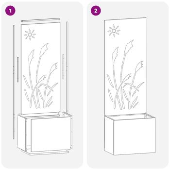 Blumentopf mit dekorativem Paneel Silber 50 x 140 cm Edelstahl