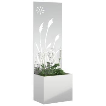 Blumentopf mit dekorativem Paneel Silber 50 x 140 cm