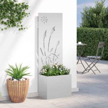 Blumentopf mit dekorativem Paneel Silber 50 x 140 cm