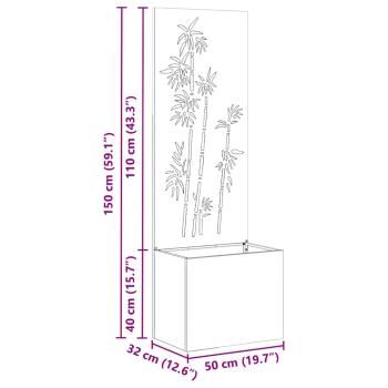 Blumentopf mit dekorativem Paneel Schwarz 50 x 140 cm