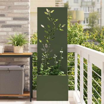 ARDEBO.de - Blumentopf mit dekorativem Paneel Olivgrün 50 x 140 cm