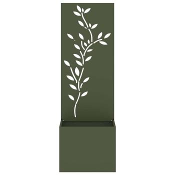 Blumentopf mit dekorativem Paneel Olivgrün 50 x 140 cm