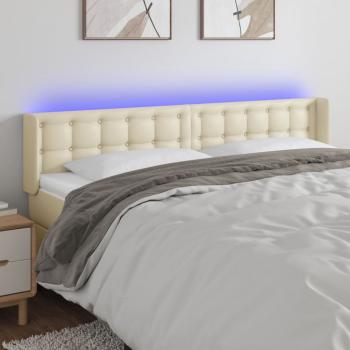 ARDEBO.de - LED Kopfteil Creme 183x16x78/88 cm Kunstleder