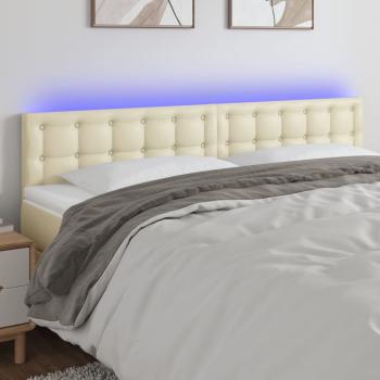 ARDEBO.de - LED Kopfteil Creme 180x5x78/88 cm Kunstleder