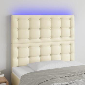 ARDEBO.de - LED Kopfteil Creme 90x5x118/128 cm Kunstleder