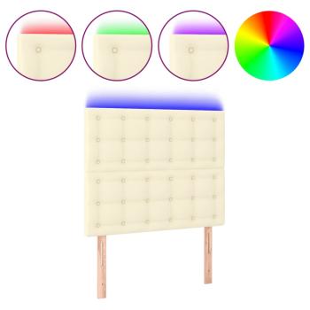 LED Kopfteil Creme 90x5x118/128 cm Kunstleder