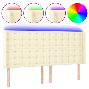 LED Kopfteil Creme 183x16x118/128 cm Kunstleder