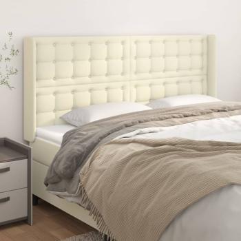 ARDEBO.de - Kopfteil mit Ohren Creme 183x16x118/128 cm Kunstleder