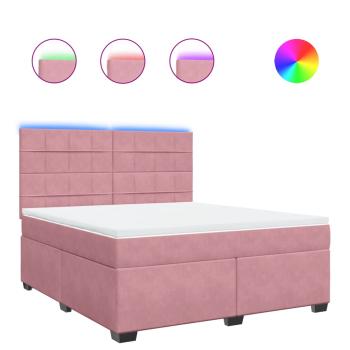 Boxspringbett mit Matratze Rosa 180x200 cm Samt