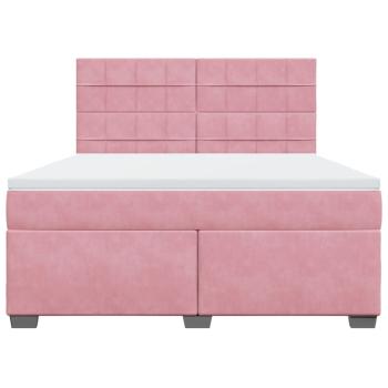 Boxspringbett mit Matratze Rosa 180x200 cm Samt
