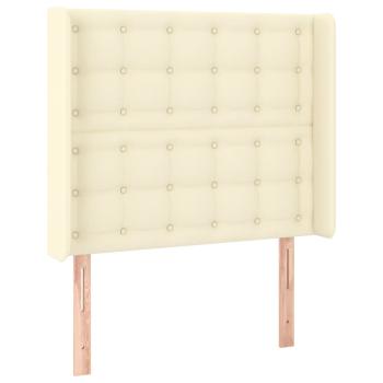 Kopfteil mit Ohren Creme 93x16x118/128 cm Kunstleder