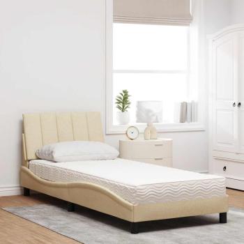 Bett mit Matratze "Hanko" Creme 90x200 cm Stoff