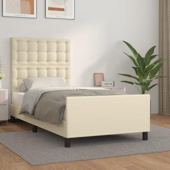 ARDEBO.de - Bettgestell mit Kopfteil Creme 90x200 cm Kunstleder