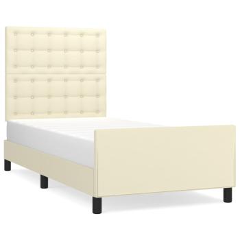 Bettgestell mit Kopfteil Creme 90x200 cm Kunstleder