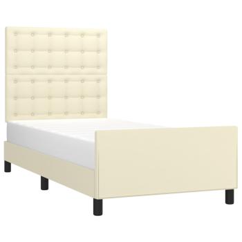 Bettgestell mit Kopfteil Creme 90x200 cm Kunstleder