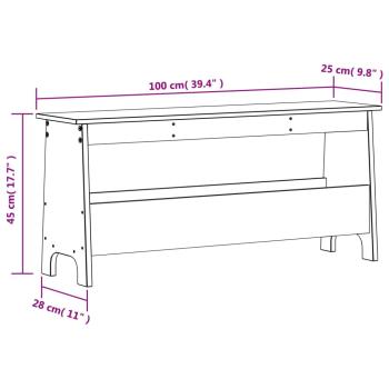 Flurbank Weiß 100x28x45 cm Massivholz Kiefer