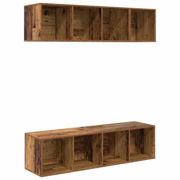 TV-Schrank Set mit Regal mit Speicher 3 pcs Altholz Holzwerkstoff