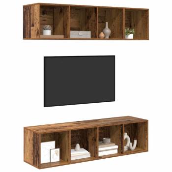 TV-Schrank Set mit Regal mit Speicher 3 pcs Altholz Holzwerkstoff