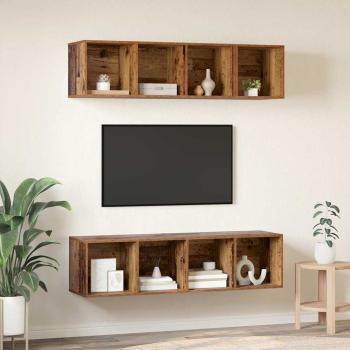TV-Schrank Set mit Regal mit Speicher 3 pcs Altholz Holzwerkstoff