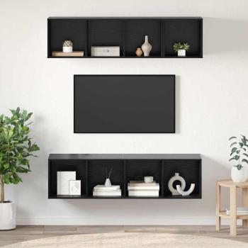 ARDEBO.de - TV-Schrank Set mit Regal mit Speicher 3 pcs Schwarze Eiche Holzwerkstoff