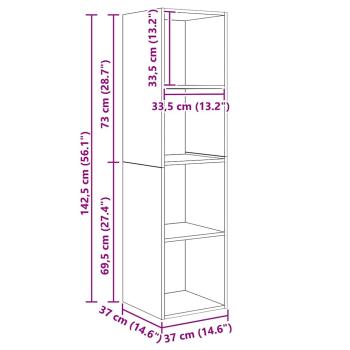 TV-Schrank Set mit Regal mit Speicher 3 pcs Schwarze Eiche Holzwerkstoff