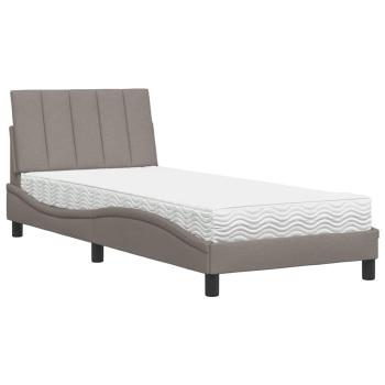 Bett mit Matratze "Hanko" Taupe 90x200 cm Stoff
