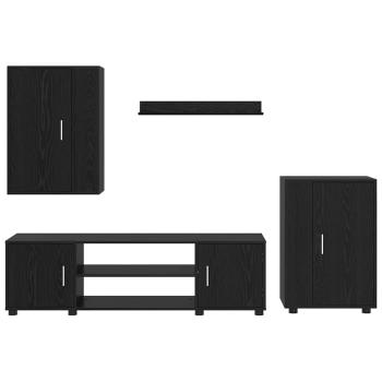 4-teilige TV-Schrank Set 4 pcs Schwarze Eiche Holzwerkstoff