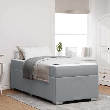 ARDEBO.de - Bettgestell Hellgrau 90 x 190 cm Stoff