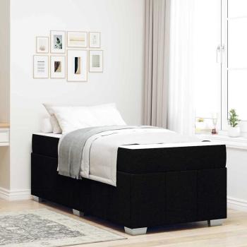 ARDEBO.de - Bettrahmen mit Matratze Schwarz 90 x 190 cm Stoff