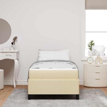 Boxspringbett Creme, Schwarz 90 x 200 cm Stoff, Ingenieurholz
