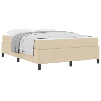 Boxspringbett Creme, Schwarz 140 x 190 cm Stoff, Ingenieurholz