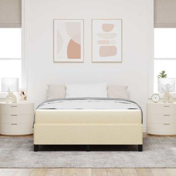 Boxspringbett Creme, Schwarz 140 x 190 cm Stoff, Ingenieurholz