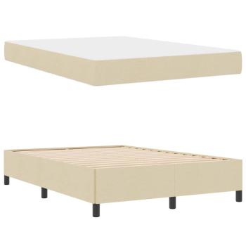 Boxspringbett Creme, Schwarz 140 x 190 cm Stoff, Ingenieurholz