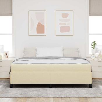 Boxspringbett Creme, Schwarz 180 x 200 cm Stoff, Ingenieurholz